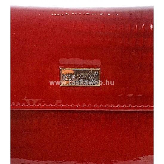 KROKOMANDER piros krokkó lakk, kétoldalas közepes bőr pénztárca SKJ11-014