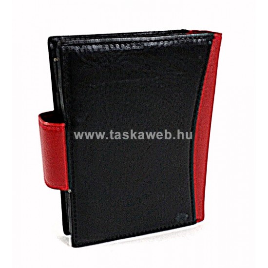 BLACKLINE íves betétes, RF védett, fekete-piros, álló női pénz és irattárca W8118-5