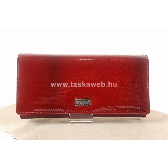 KROKOMANDER piros, krokkó lakk bőr női pénztárca-hosszú SKJ11-003