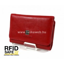 BLACKLINE RF védett, kis méretű, három részes piros női pénz és irattartó tárca W7627-5