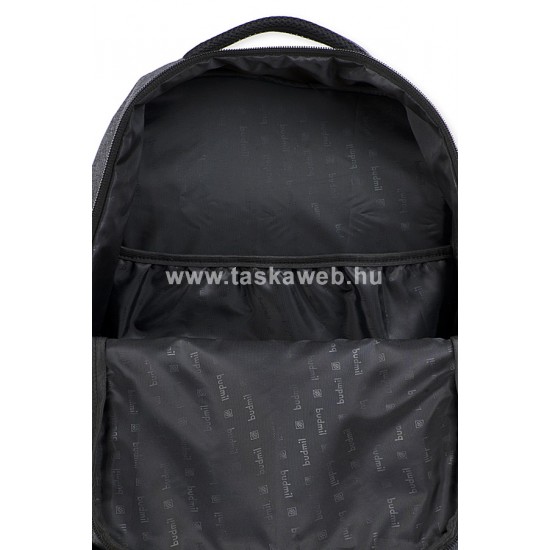 Budmil szürke mákos-két fekete előzsebes laptoptartós hátizsák  10110260/S1