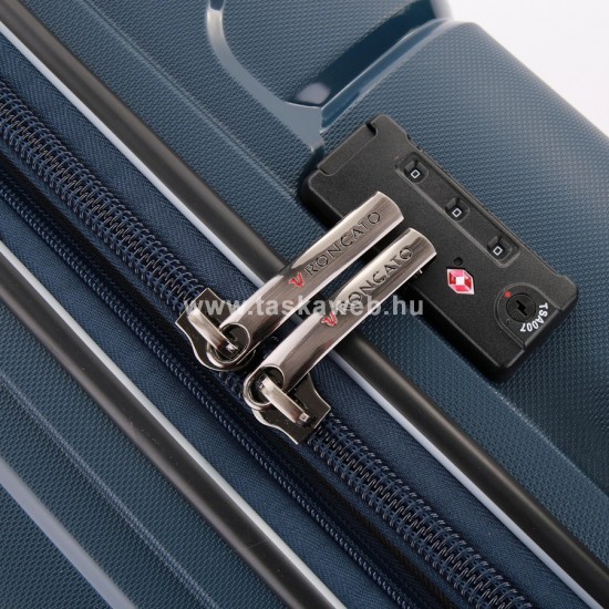 Roncato FLIGHT DLX kék négykerekes, bővíthető zippes közepes bőrönd R-3462