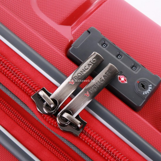 Roncato FLIGHT DLX piros négykerekes, bővíthető zippes közepes bőrönd R-3462