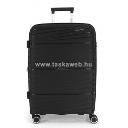 Gabol KIBA fekete négykerekű bővíthető közepes bőrönd GA-1220M