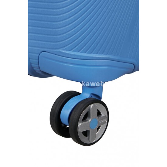 American Tourister STARVIBE négykerekű kék nagy bővíthető bőrönd 146372-A033