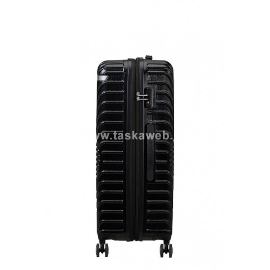 American Tourister MICKEYCLOUDS négykerekű fekete bővíthető nagy bőrönd 147089-A104