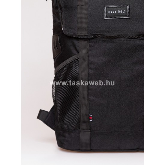 Haevy Tools 23 ESKE fekete előzsebes, két csatos roll-up laptoptartós hátizsák