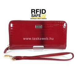 KROKOMANDER piros krokkó lakk, körzippes, fogós pénztárca-RFID védett SKJ11-007