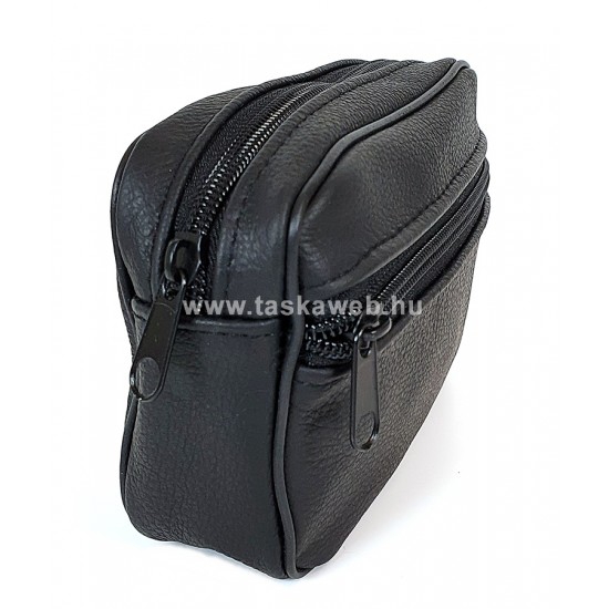 Absolute Leather fekete bőr övre fűzhető táska