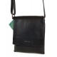 Rialto fekete, keskeny, fedeles, fém márkafeliratos átvetős kis bőr táska RT5419NAE-03