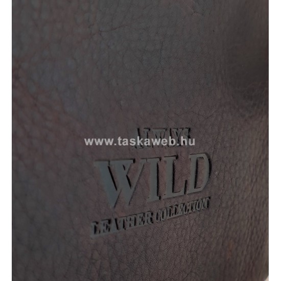 WILD aszimmetrikus előzsebes barna zsíros bőr válltáska 30 cm W-660