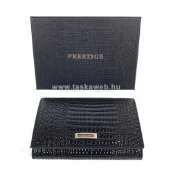 PRESTIGE fekete, közepes, krokkó lakk bőr női pénztárca PRL54506