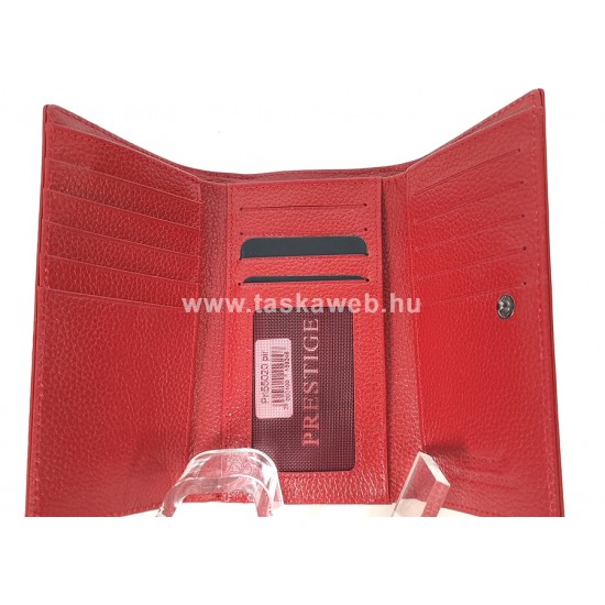 PRESTIGE piros, két oldalas krokkó lakk bőr női pénztárca-keretes PRL55020