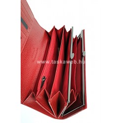 PRESTIGE piros krokkó lakk bőr, női hosszú belső keretes pénztárca PRL72032