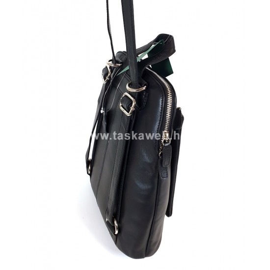 Rialto, fekete fém zippes, rátét zsebes kis váll és hátitáska RT1045P/Q-03