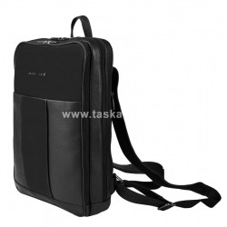 Giorgio Carelli fekete szögletes A/4-es, laptoptartós bőr hátizsák GC338920-002