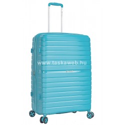 SNOWBALL kereszt bordás aquakék bővíthető nagy bőrönd -SB49203-Blue L