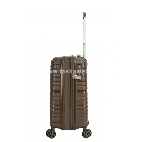 SNOWBALL kereszt bordás barna bővíthető kabinbőrönd -SB49203-Barna S