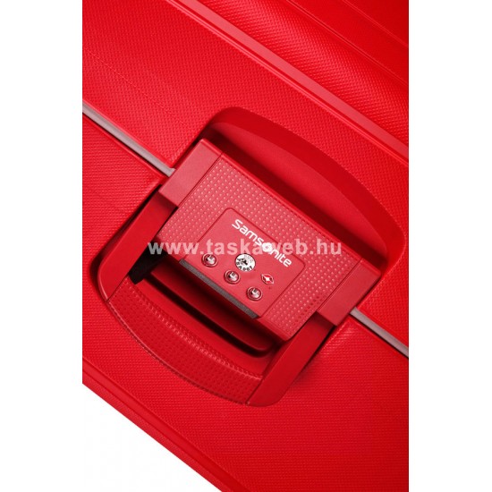 Samsonite S'CURE négykerekű piros-szürke csatos kabinbőrönd 55cm 49539-1235