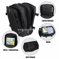 BONTOUR fekete, három részes, bővíthető, kézipoggyász méretű utazó hátizsák BO2117