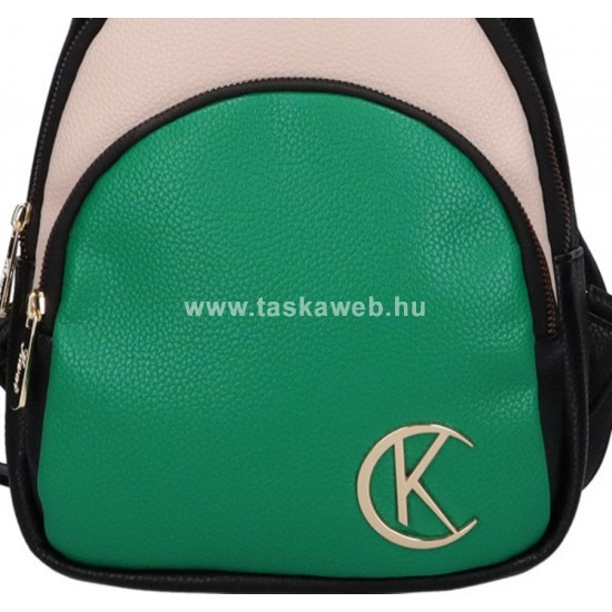 Karen FILIP fekete-púder-zöld monogramos divathátizsák K-2402
