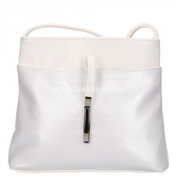 Karen előzsebes, billenő kapcsos női alkalmi táska-fehér-ezüstös K-D099