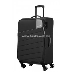 American Tourister POWERTRIP négykerekű, bővíthető fekete közepes bőrönd 