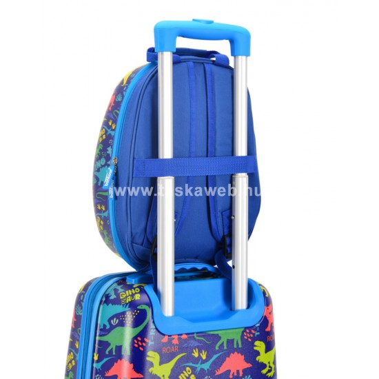 BONTOUR négykerekű dínós gyerekbőrönd, hátitáska utazószett