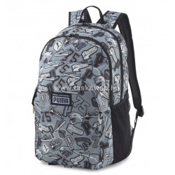 PUMA Academy szürke, fehér-fehér puma feliratos, logó mintás laptoptartós hátizsák 079133-10