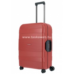 Travelite KORFU négykerekű csatos közepes bőrönd-tégla