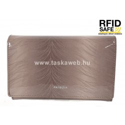 Patrizia RF védett közepes, toll mintás, belső zippes  tóp lakk pénztárca FF112