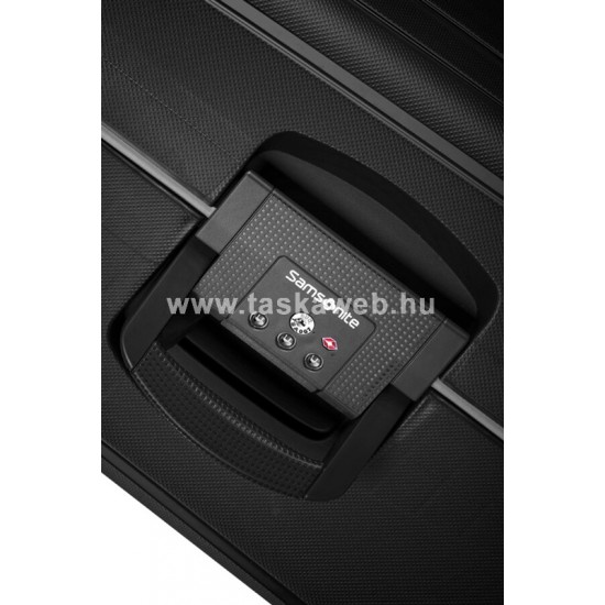 Samsonite S'CURE négykerekű fekete közepes csatos bőrönd  69cm 49307-1041