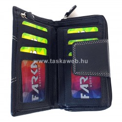 Trapéz nyelves, dísztűzött fekete RFID védett női pénztárca SCM4444