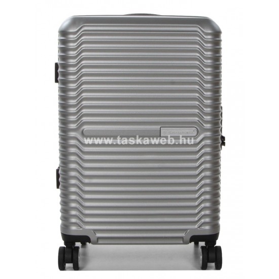 SNOWBALL vízszintes bordás ezüstszürke közepes bőrönd  SB20603Ezüst M